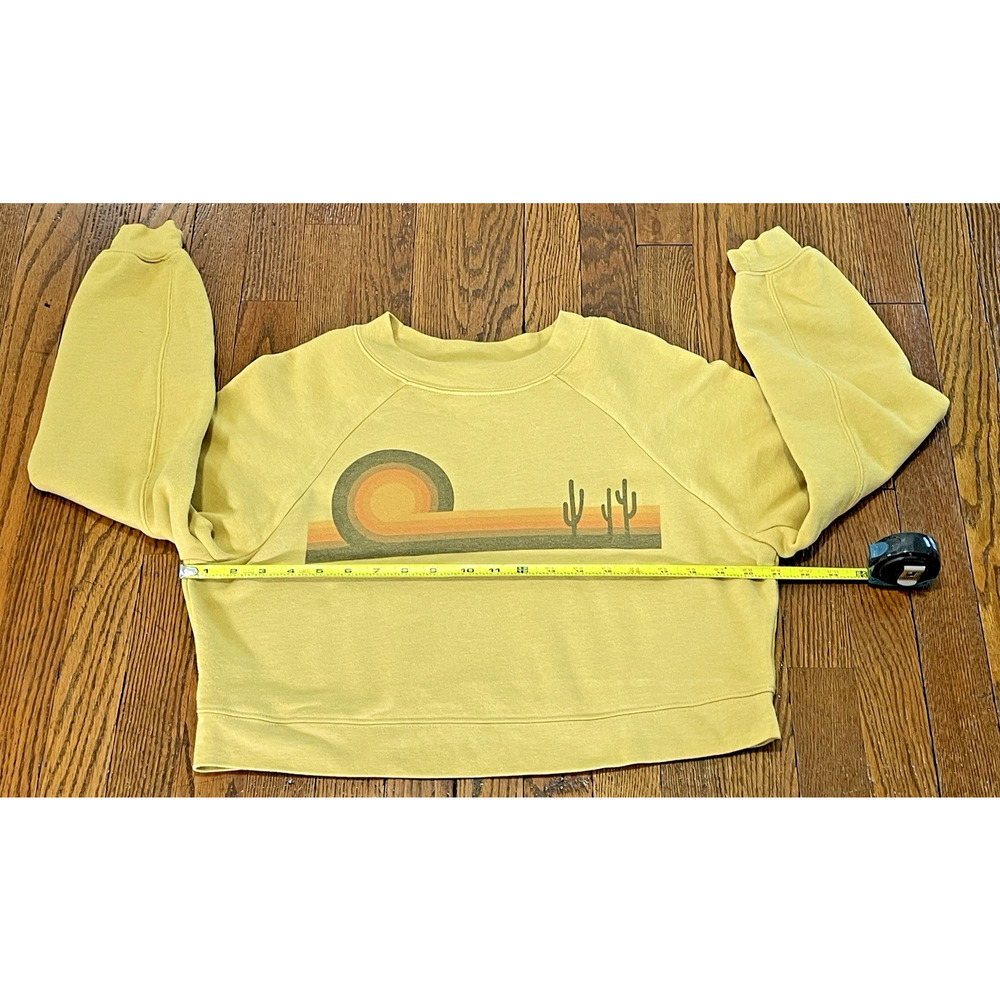 Classic Rock Couture Sweatshirt Mustard Yellow Desert Sunset Crop Retro Size Sm - Picture 7 of 10